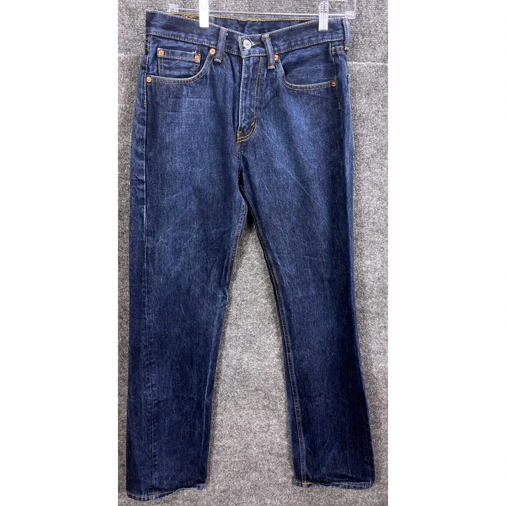 Levi's 505 Mens W29 L32 Regular‎ Fit Dark Wash Blue Denim Jeans